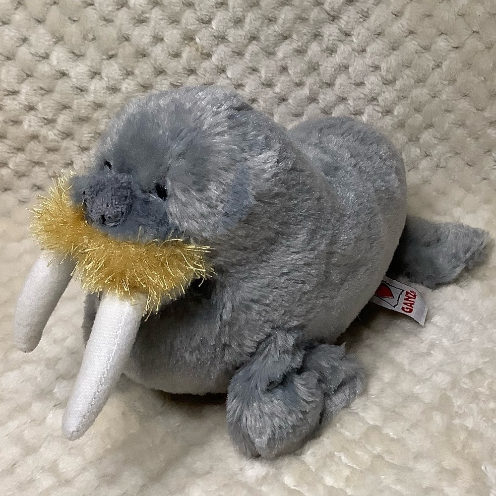 GANZ Webkinz Plush Grey Walrus HM332 Stuffed Animal Toy No Code